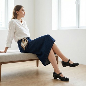 <strong>Women</strong> <strong>Black</strong> <strong>Patent</strong> PU Mary Jane <strong>Shoes</strong> Low Heel Comfortable Footwear Casual Versatile Wear <strong>Shoes</strong> - Product Image 4