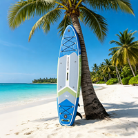 Planche de paddle gonflable en gros 335x84x15cm, 33 pouces de large, kit DWF Drop Stitch motif feuille tropicale avec pompe à manomètre, OEM CE BSCI