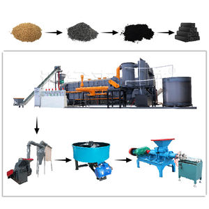 Machine de fabrication de biochar et de charbon de bois à partir de copeaux de bois, sciure et coques de riz, moteur, capacité 300-3000 kg, construction en acier inoxydable - Product Image 1