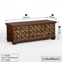 Buffet en bois de manguier artisanal avec mosaïque de verre multicolore |   Console de rangement moderne avec tiroirs |   Décoration de salon