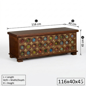Handcrafted Wooden Sideboard <b>Cabinet</b> with Multicolor Glass Mosaic | Vintage <b>Storage</b> Console | Decorative Living <b>Room</b> Furniture - Product Image 5