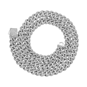 Best-selling 10MM Diamond-shaped Full Zirconia <b>Chain</b> Copper <b>Cross</b>-border Hip-hop Unisex Necklaces Wholesale - Product Image 5