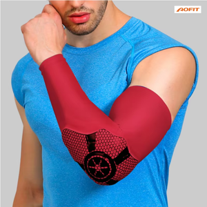 Manchon de compression pour <span class=keywords><strong>bras</strong></span> avec coussinet anti-choc en nid d'abeille pour le coude, idéal pour la course, le basketball, l'exercice, le fitness, le cyclisme et la protection sportive - Product Image 1