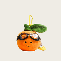 Porte-clés en peluche orange en forme de fruit, poupée tangerine douce et rembourrée, avec lunettes et cordon tressé, breloque de sac, ornement de sac à dos, cadeau, style dessin animé