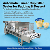 Machine de remplissage et de scellage automatique pour coupes de pudding, gelées, desserts et crèmes glacées, équipement d'emballage linéaire pour produits laitiers