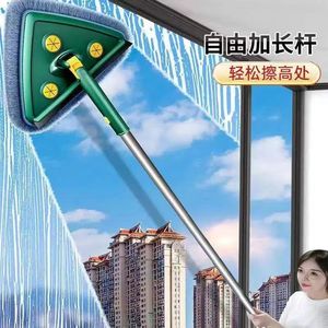 Triangular Dust <b>Mop</b> Telescopic Aluminum Handle For Ceiling Wall Cleaning Wet Dry Use - Product Image 1