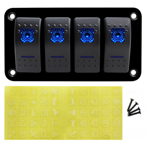 DC 12V 4 Gang Rocker Switch Panel para RV Car Truck Marine Push Button Switches On Off LED Light Marine Boat Carling Switch - Product Image 3