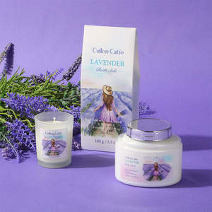 Precio de fábrica personalizado OEM y ODM Gel de ducha de limpieza púrpura Lavanda Aroma Baño Spa Juego de regalo Vacaciones con bolsa de viaje Loción corporal - Product Image 3