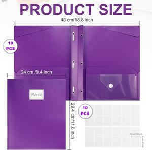 Promozione di Fabbrica UNUS: Cartella di Presentazione Formato A4 Viola con 3 Anelli Metallici, 4 Anelli Impermeabili in PP Plastica, Spessore 0,18mm - Product Image 3