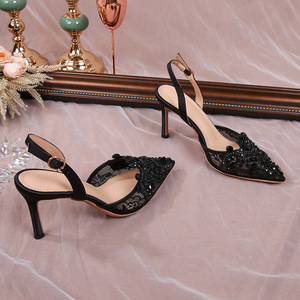 <span class=keywords><strong>Scarpe</strong></span> da Sposa Sexy con Perle per <span class=keywords><strong>Donna</strong></span>, Design Romantico Francese in Rete, Sandali con Tacco Alto e Lacci per Occasioni Eleganti - Product Image 3