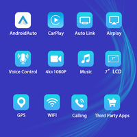 Caméra embarquée portable double DVR, enregistreur vidéo de tableau de bord de voiture, 7 pouces, double caméra, CarPlay sans fil, Android Auto, lecteur multimédia Hi-Car
