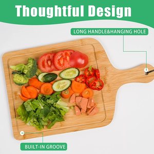 Bamboo Cutting Boards <b>Set</b> Round <b>Square</b> With Handle For Kitchen Chopping Blocks - Product Image 2