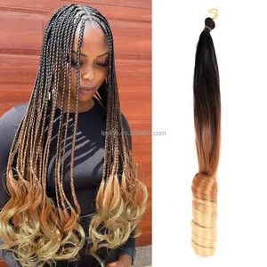 Rizos en espiral de onda suelta y recta de 22 pulgadas, extensiones de cabello trenzado ondulado rizado francés, trenzas de cabello sintético para trenzas africanas