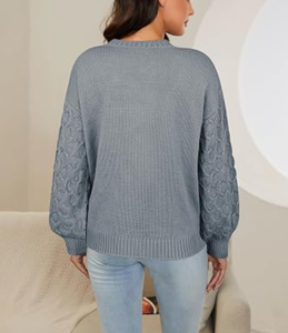<span class=keywords><strong>Pull</strong></span> de Noël personnalisé pour <span class=keywords><strong>femme</strong></span>, 100 % coton tricoté, gris, avec bonhomme de neige et flocons de neige, manches longues, pour fête de Noël, doux et confortable - Product Image 2