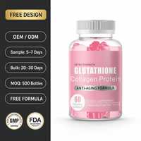 Gummies de glutathion et collagène protéiné, antioxydant, complément beauté, marque privée, 60 unités pour adultes