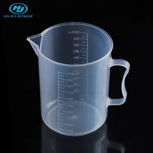 HAIJU LAB 1000ml Transparent Plastic Graduated Measuring Cup Beaker Liquid Measure Jug Cup