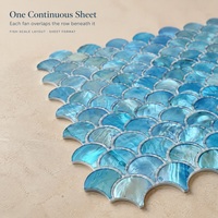 Feuille de mosaïque en coquille de nacre bleue pour les projets de revêtement mural de salle de bain d'hôtel et de crédence de cuisine