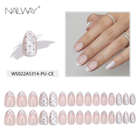 Nailway 30 pièces, 15 tailles, faux ongles réutilisables, design à pois, en gel souple, à presser, brillants, forme amande pour doigts