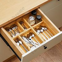 Ensemble de 9 organiseurs de tiroirs carrés vintage en bambou – Rangement léger et portable pour cuisine, salle de bain, bureau, maquillage, couverts et petits objets