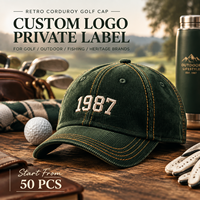Casquette en velours côtelé avec logo personnalisé, style de vie en plein air, chapeau de pêche, visière incurvée, surpiqûres contrastées, unisexe