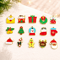 Pendentif de Noël en acier inoxydable plaqué or 18 carats avec motifs de Père Noël, bonhomme de neige et rennes pour la création de bijoux DIY