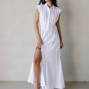 Vestido Maxi OEM 2026 para Mujer, de Algodón Sólido, Sin Mangas, Holgado, con Abertura Lateral, Elegante y Casual - Product Image 2