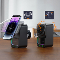 Support de chargeur sans fil magnétique vertical avec mode veille, charge rapide 15W et lumière RGB pour accessoires mobiles