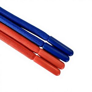 Cordon tressé 100 % polyester couleur personnalisée, écologique et doux, avec embouts en plastique pour textiles de maison, sacs, vêtements, finition enduite - Product Image 1