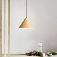 Lampe suspendue conique en bois grainé, style moderne minimaliste nordique, pour îlot de cuisine, salle à manger, café