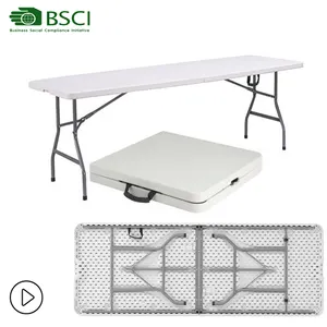HDPE Furniture White Top Buffet Suitcase 8ft Plastic Folding Garden Outdoor Dining Table