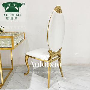 เก้าอี้แต่งงานสแตนเลสสีทองหรูหราด้านหลังสูงทันสมัย - Product Image 3