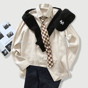 Camisa de <span class=keywords><strong>Lino</strong></span> para Hombre, Manga Larga, Estilo Old Money, Casual de Negocios, Sin Planchado, Color Sólido, Corte Slim, Estilo French Rain Dew - Product Image 5