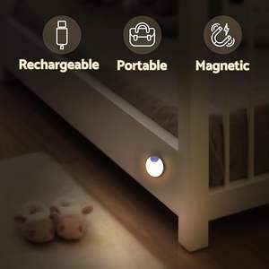Abs Dimbare Bewegingssensor Led Nachtlampje Usb Oplaadbare Nachtlamp Voor Slaapkamer Keukenkastlicht Draadloos Kastlicht - Product Image 2