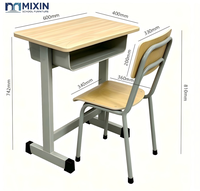 Bureau et chaise scolaires classiques en métal et MDF pour un seul élève – Design moderne et durable pour mobilier de classe des écoles secondaires indiennes