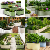 Jardinera Elevada Modular de Metal Moderna, Kit de Jardinera Grande para Exteriores, para Verduras, Flores y Hierbas, Fácil de Montar