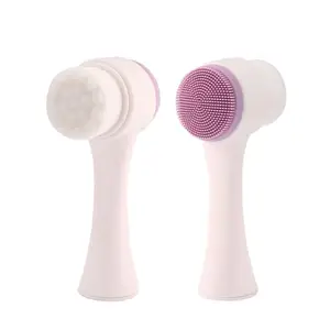 2 en 1 cepillo de limpieza Facial de doble cara limpieza Facial suave con cerdas suaves de silicona masajeador para limpieza exfoliante lavar