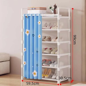 Scaffale Portascarpe in Metallo a 4/5 Ripiani Staccabile <span class=keywords><strong>con</strong></span> Copertura Antipolvere, Organizzatore Antiruggine per Borse e Attrezzi da Soggiorno - Product Image 2