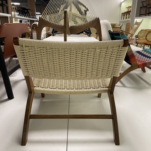 Fauteuil en corde nordique, chaise en rotin en bois de frêne, chaise simple pour balcon, chaise en rotin tressé en bois massif, fauteuil de détente moderne en crème - Product Image 6