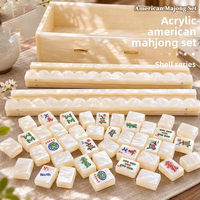 Jeu de tuiles de mahjong personnalisées de luxe en nacre dorée à motifs floraux, tuiles de mahjong américaines en nacre