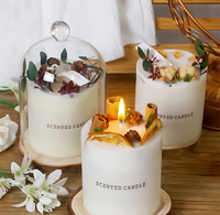 Groothandel Luxe Scandinavische 100% Sojawas Aromatische Kaarsen Bruiloft Cadeauset Glazen Koepel Gedroogde Bloemen Fruitgeurende Stick Kaars