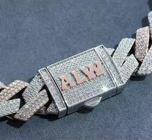 Cadena de eslabones cubanos de dos tonos de 18mm, diamantes de moissanita VVS, chapado en rodio dorado, Plata de Ley 925, diseño de lujo de Hip Hop para hombres, fiesta - Product Image 4