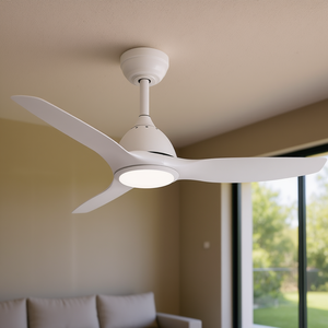 Ventilador de Techo Blanco Bredoom de 52 Pulgadas con Luz, Motor DC, 3 Aspas de ABS, Control Remoto, Diseño Moderno Europeo para Dormitorio - Product Image 2