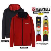 Vestes parka double face pour hommes, coupe-vent, impression par transfert thermique personnalisée, logo, veste zippée pour hommes