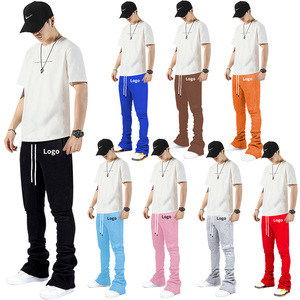 Cotton Slim Fitting Jogger Sweatpants Stacked Pants Men Stacked Sweats Track Pants