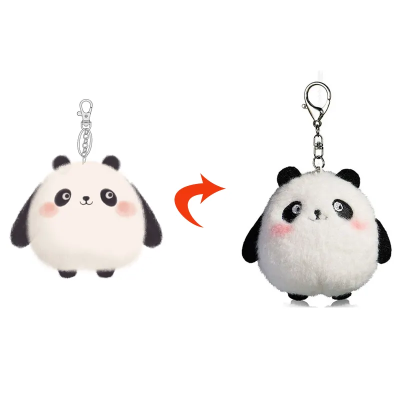 고품질 공장 주문화 로고 동물성 견면 벨벳 반지 장난감 주문 Plushie Keychain