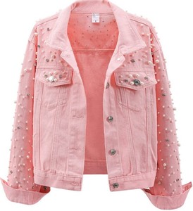 Fashionable Cropped <strong>Denim</strong> <strong>Jacket</strong> With Embroidery <strong>for</strong> <strong>Women</strong> Plus Size Pearl <strong>Jacket</strong> From Cross Border Southeast Asia Heavy - Product Image 3