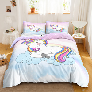 Nuovo <span class=keywords><strong>Copripiumino</strong></span> Stile Americano con Stampa Digitale 3D di <span class=keywords><strong>Unicorno</strong></span>, Ecologico, 500 Fili, per Bambini - Product Image 4