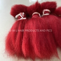 Extensions de cheveux 100% en poil de yak, couleur rouge teintée, 10''-20''