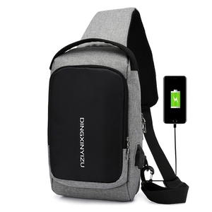Work Durable travel Anti-theft man shoulder bags usb charging port on the chest bag - Product Image 1