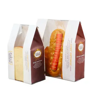 Kunden spezifische Kraftpapier-Brotta sche Umwelt freundliche Brotlaib-Verpackungs beutel mit klarem Fenster für Heim bäckereien